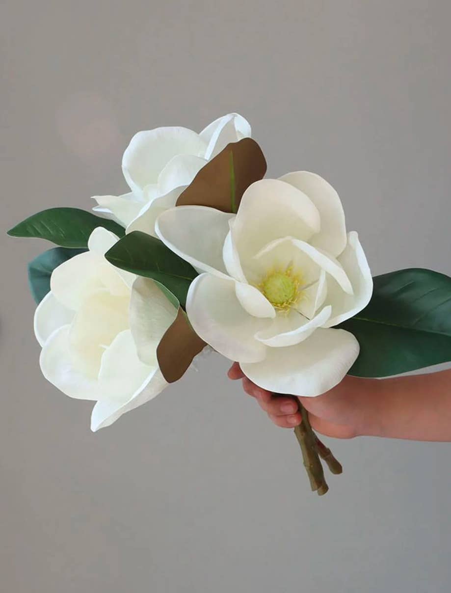 Angel Isabella – Flores artificiais por atacado – Flor de Magnólia Realista de 6-8" com Folhas7