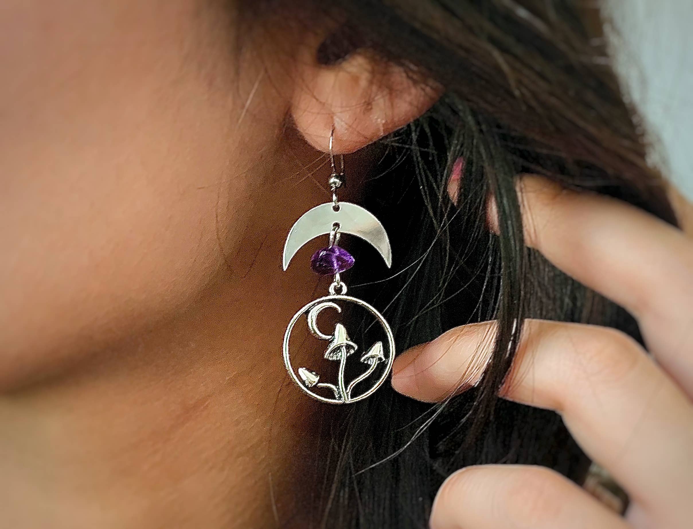 WonderLight Jewelry - Vente Boucles d'oreilles pendantes - Boucles d'oreilles en forme de champignon en pierres précieuses - Affirmation Jewelry10