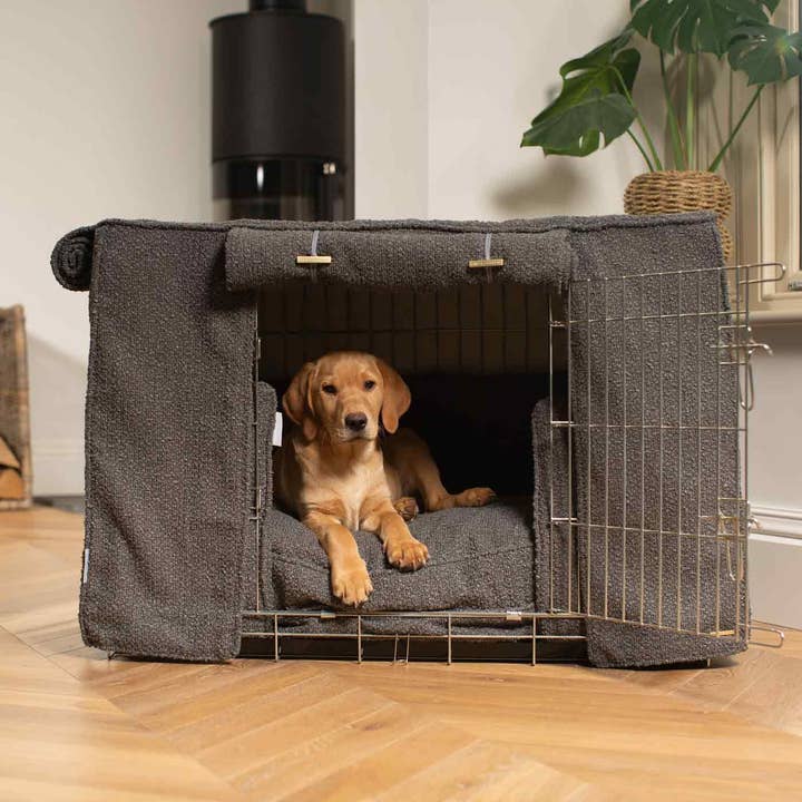 Dog Crate Set In Granite Bouclé by Lords & Labradors for wholesale by Lords and Labradors