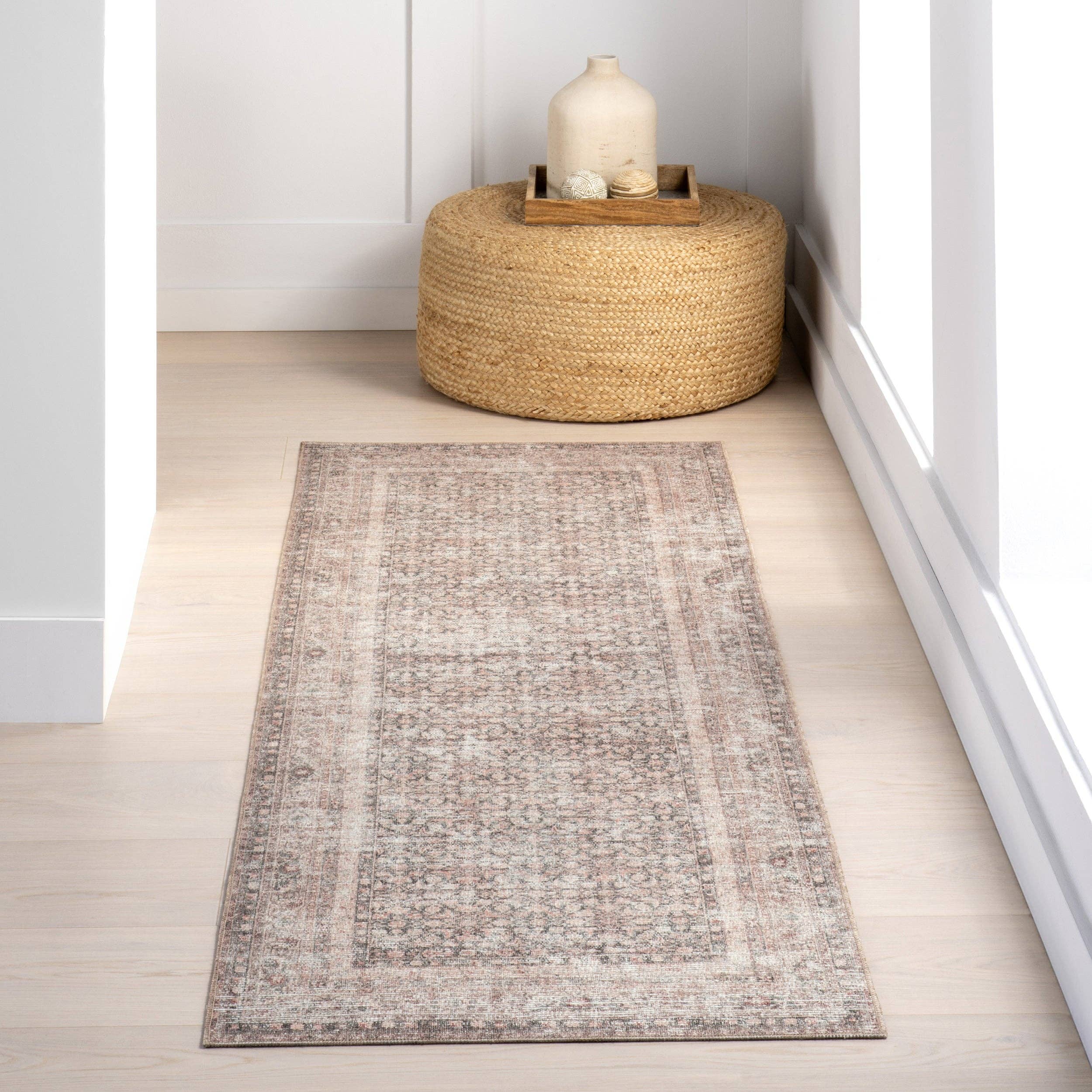 Light Brown Hillstone Collection Olene Traditional Vintage Medallion Area Rug for wholesale on Faire8