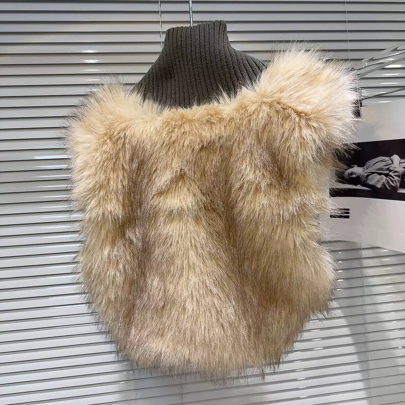 Color as pictures VE21 Eco Faux Fur Knit Vest – Street Style Winter Layer for wholesale on Faire3