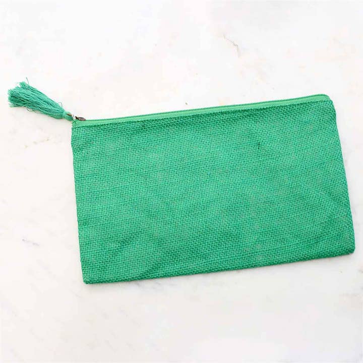 The Royal Standard - Wholesale Makeup/Cosmetic Bag - Jute Cosmetic Bag Kelly 10x6