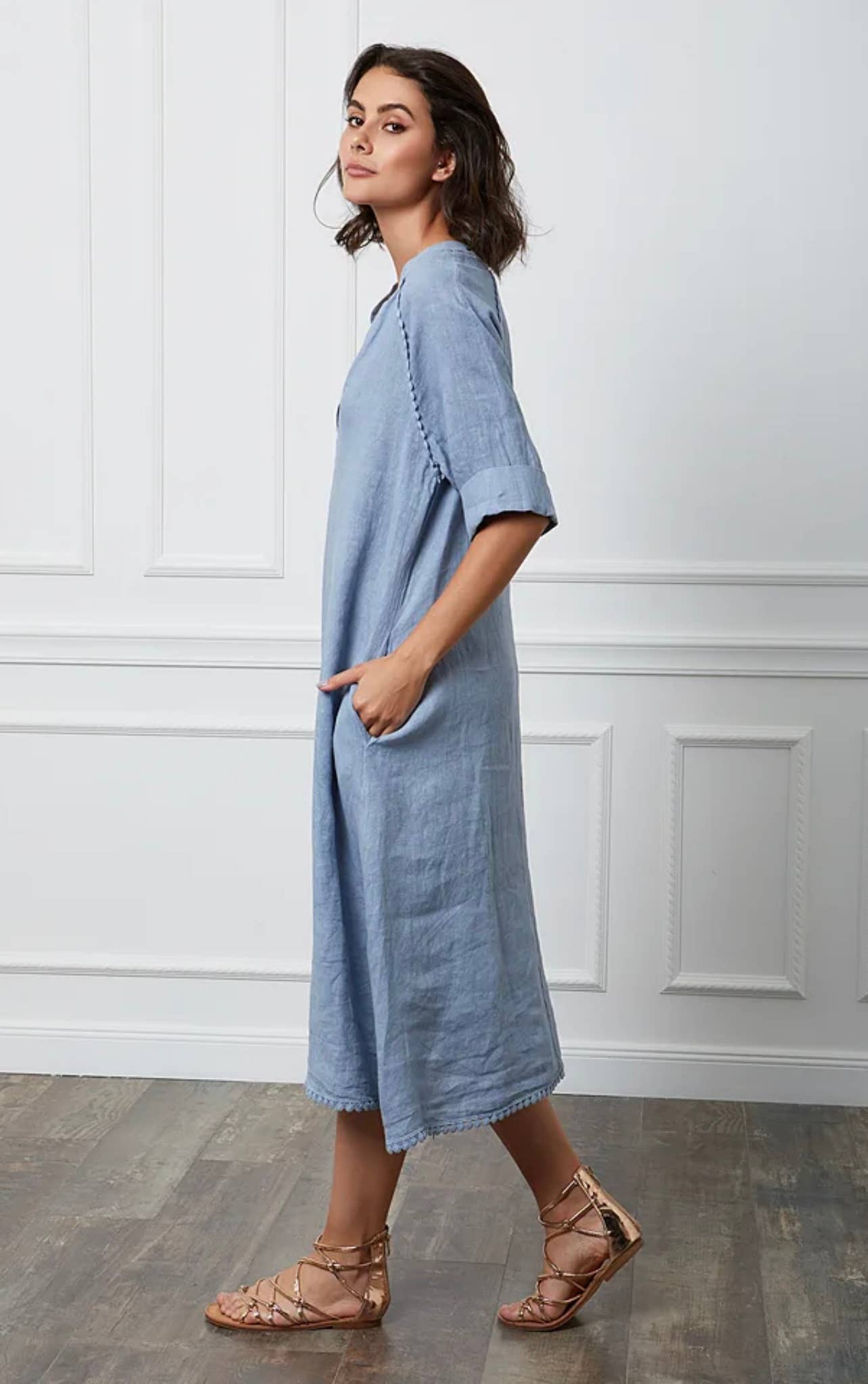 LÉA & LUC - Wholesale Dress - Women's - Long dress in 100% linen REF.716116