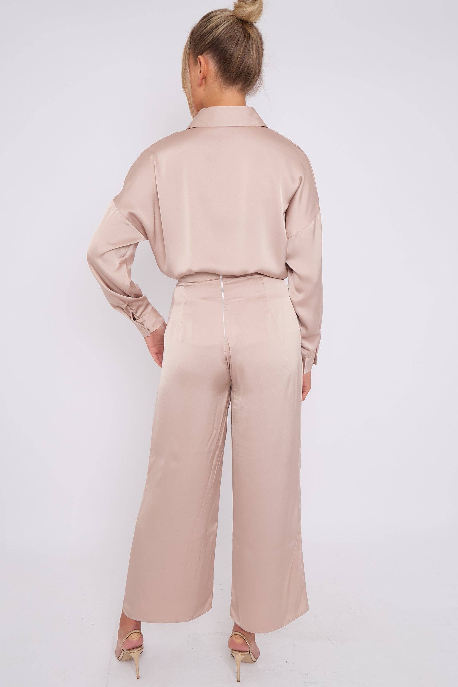 Champagne Brushed Satin Shirt for wholesale on Faire7