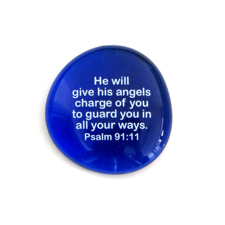 Lifeforce Glass, Inc. – wholesale Keepsake coin/token – Scripture Glass Stone: He Will Give His Angels...Psalm 91:113