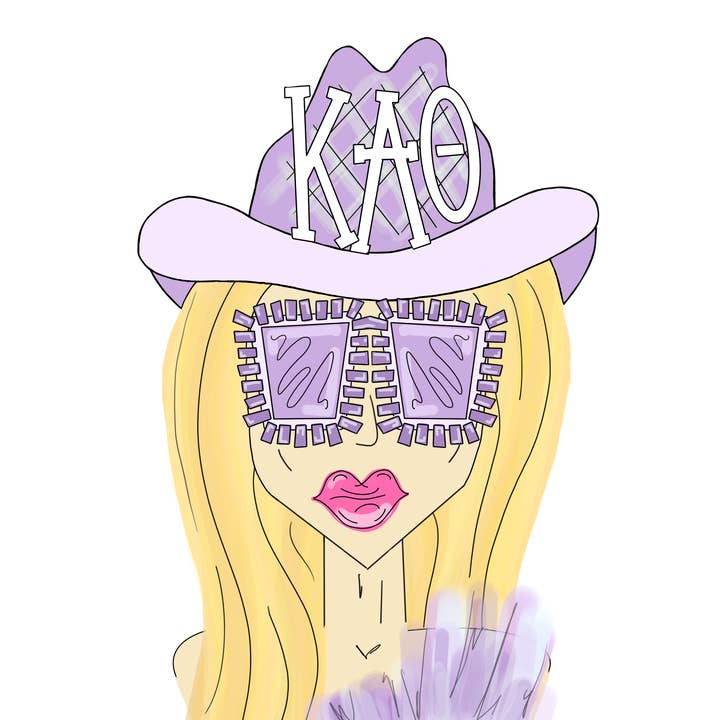 Kappa Alpha Theta - Lilla Funky Cowgirl - Sorority STICKER for engroshandel hos Made By Marissa Art