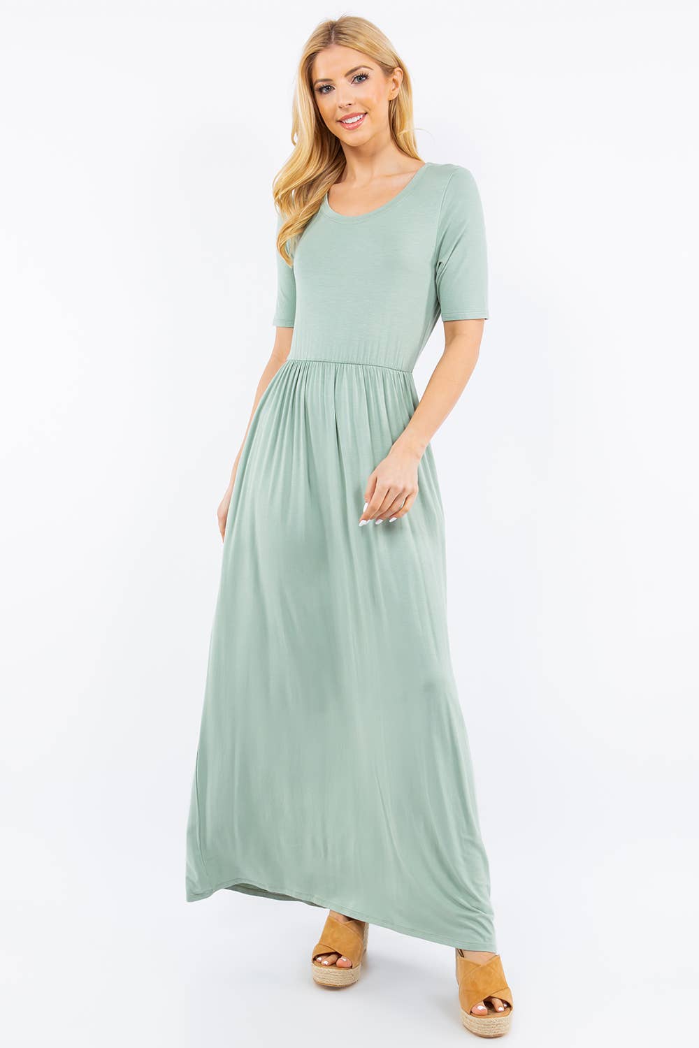 Celeste Clothing - Wholesale Dress - Women's - PLUS SIZE MODEST MAXI DRESS WITH POCKETS -CD23411T-PL40