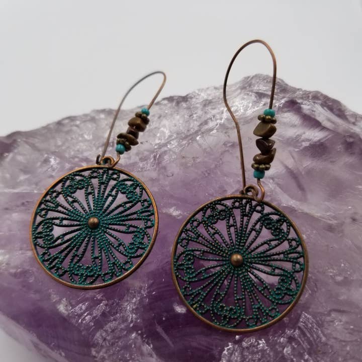 magnolia jewelry - Wholesale Dangle Earrings - Boho Floral Circle Earrings1