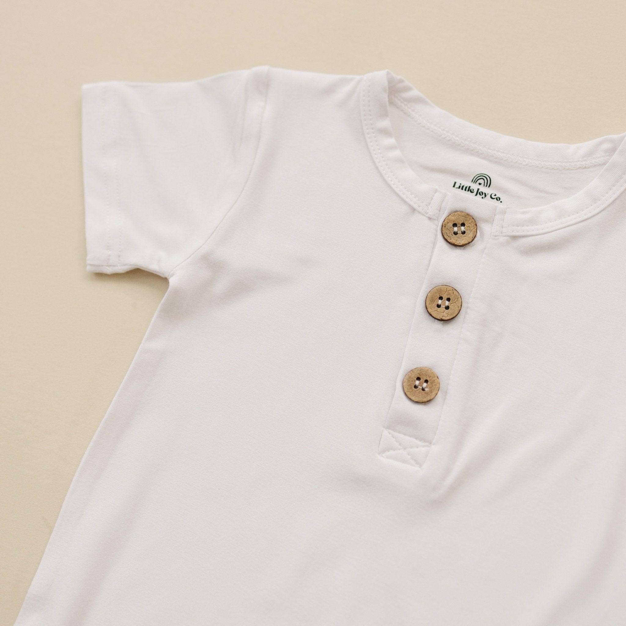 Little Joy Co. - Vente Barboteuse – bébé - Barboteuse Henley en bambou3