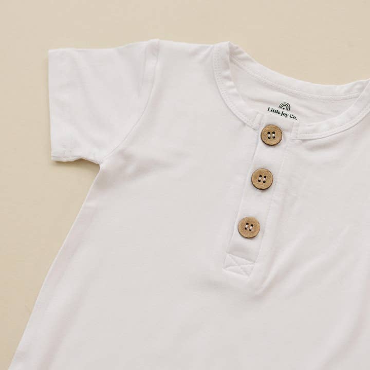 Little Joy Co. - Vente Barboteuse – bébé - Barboteuse Henley en bambou3