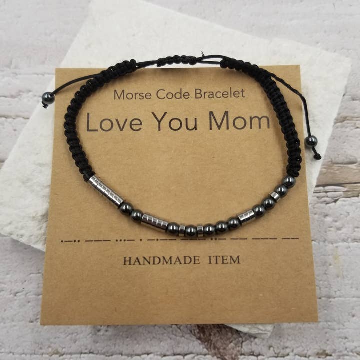 Love You Mom Morse Code Bracelet for wholesale by Treasure Wholesale