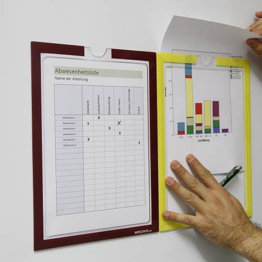 Broxo - Wholesale Magnet Board - BROXO magnetic paper holder A4 open - set of 4 yellow3