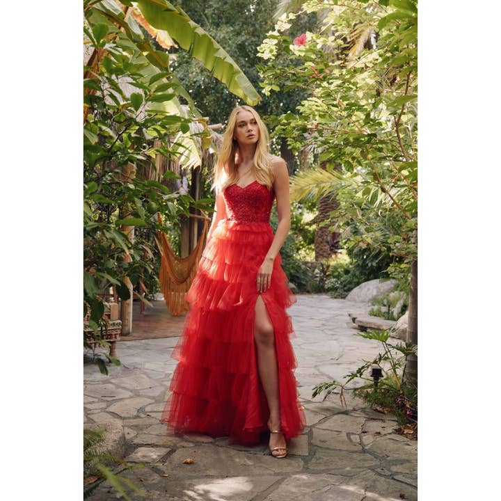 Juliet - Wholesale Dress - Women's - JT2451S RUFFLE TULLE WITH A LACE CORSET BODICE AND LACE UP B7