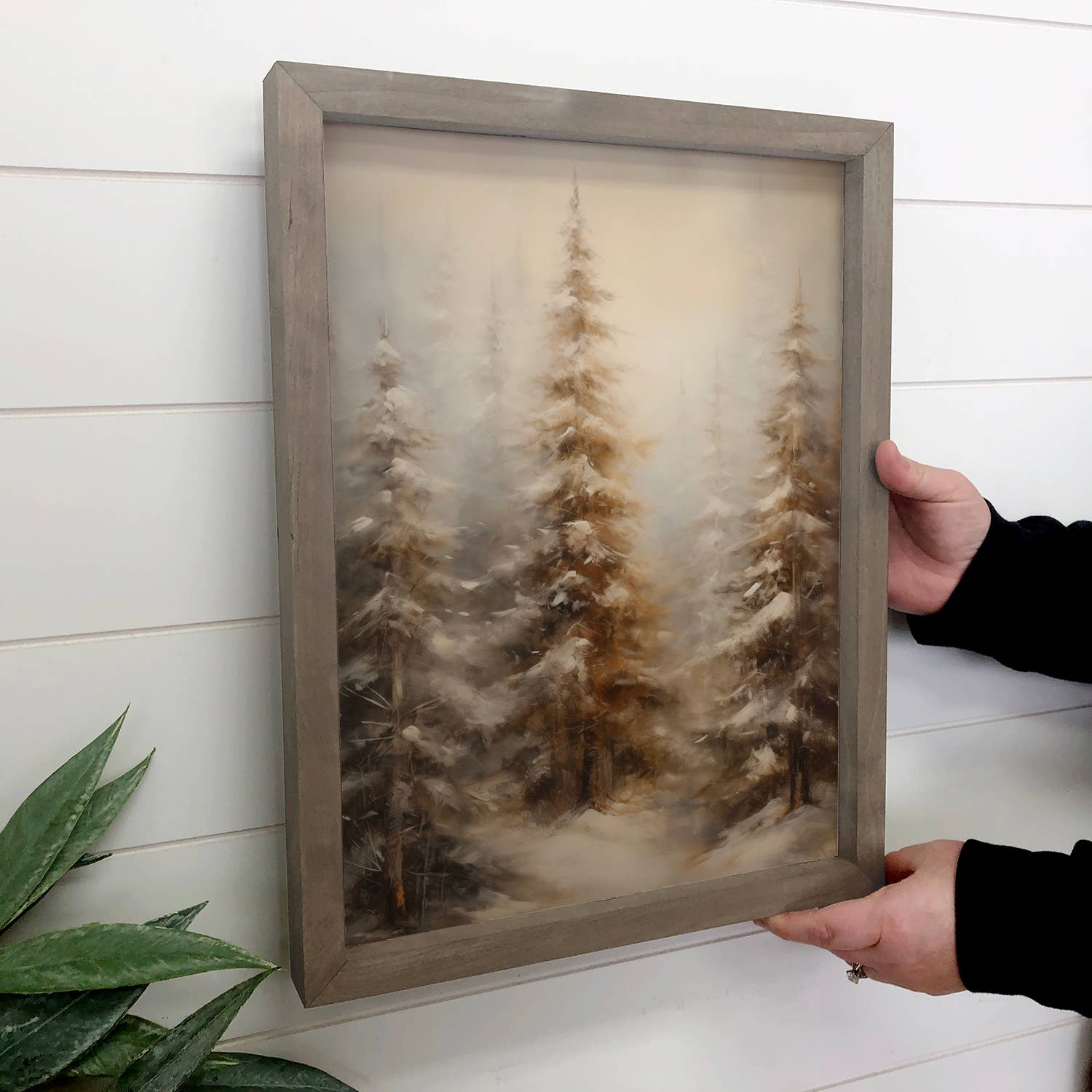 Hangout Home - Wholesale Art Print - Tall Winter Pine Trees - Winter Canvas Art - Wood Framed Art1