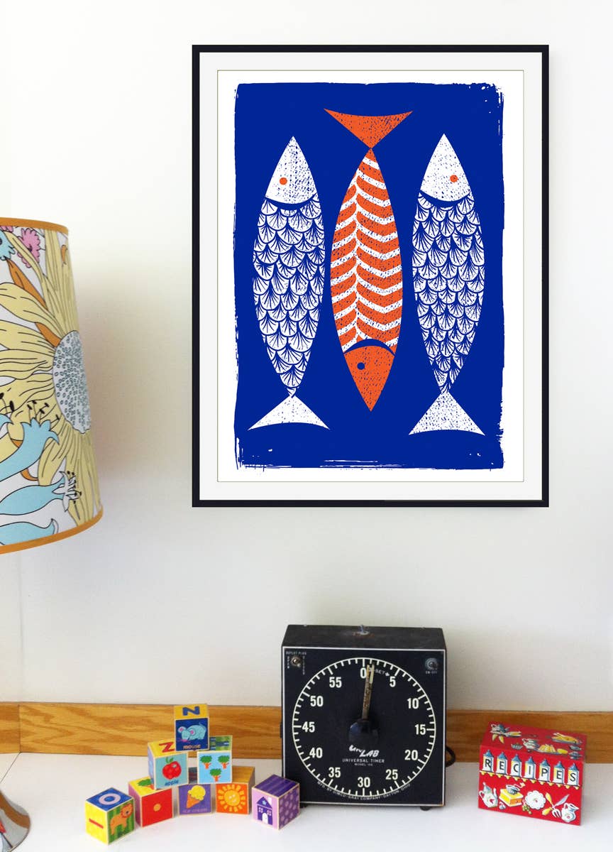 strawberryluna - Wholesale Art Print - Modern Art Screenprint Scandinavian Style  - 3 Fish Art4