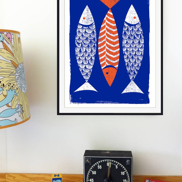 strawberryluna - Wholesale Art Print - Modern Art Screenprint Scandinavian Style - 3 Fish Art4