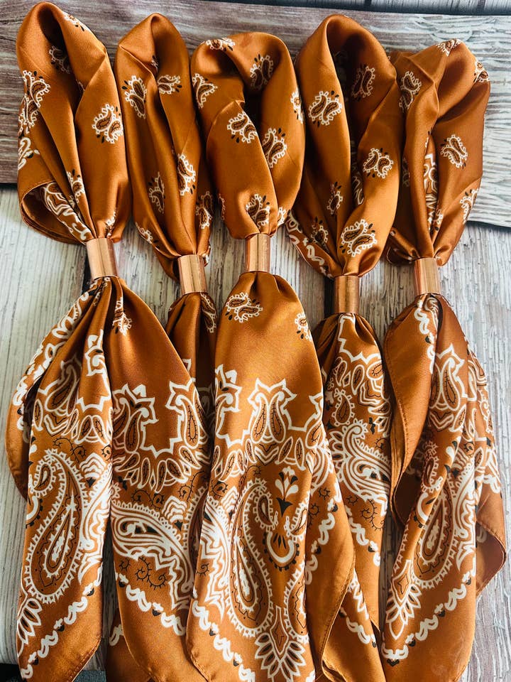 Burnt Orange Paisley Wild Rag for wholesale by Boots Are My Roots