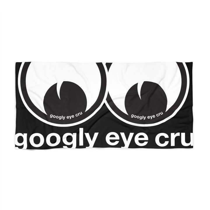 Googly Eye Cru Beach Towel — Bold Black & White Graphic for wholesale by Googly Eye Cru