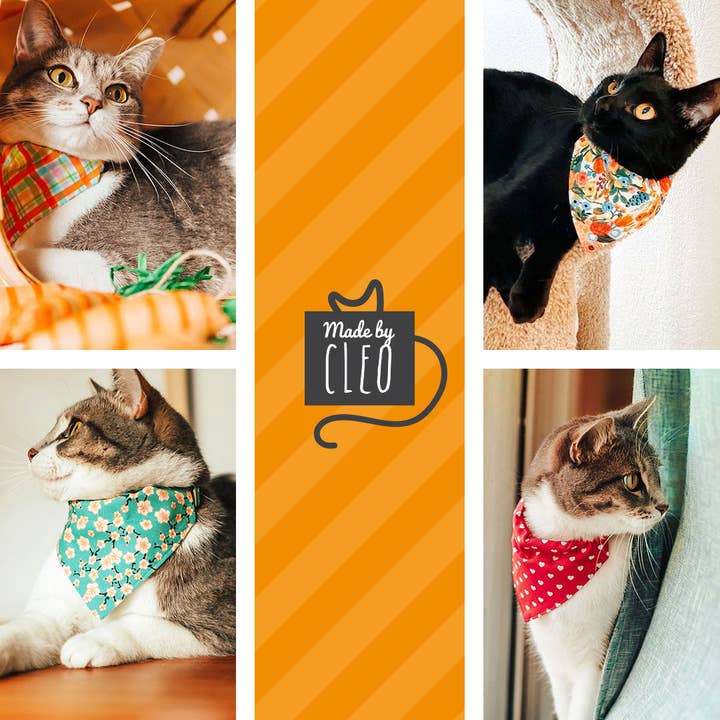 Made By Cleo - Venta al por mayor Bufanda - Gatos y perros - «Cozy Cabin Red» - Bandana para gato y perro pequeño6