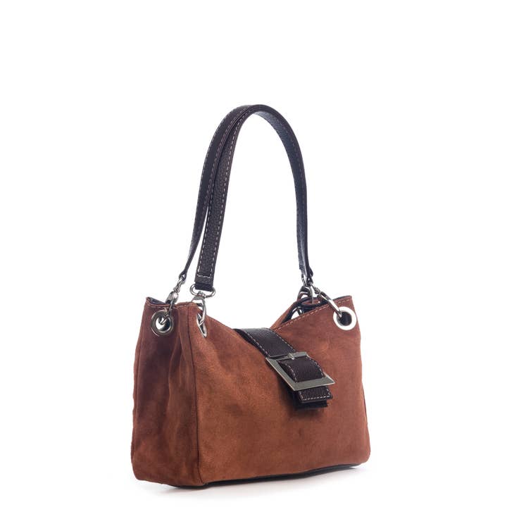 Sac à épaule Anzio pour femme en cuir suédé véritable pour la vente par FIRENZE ARTEGIANI