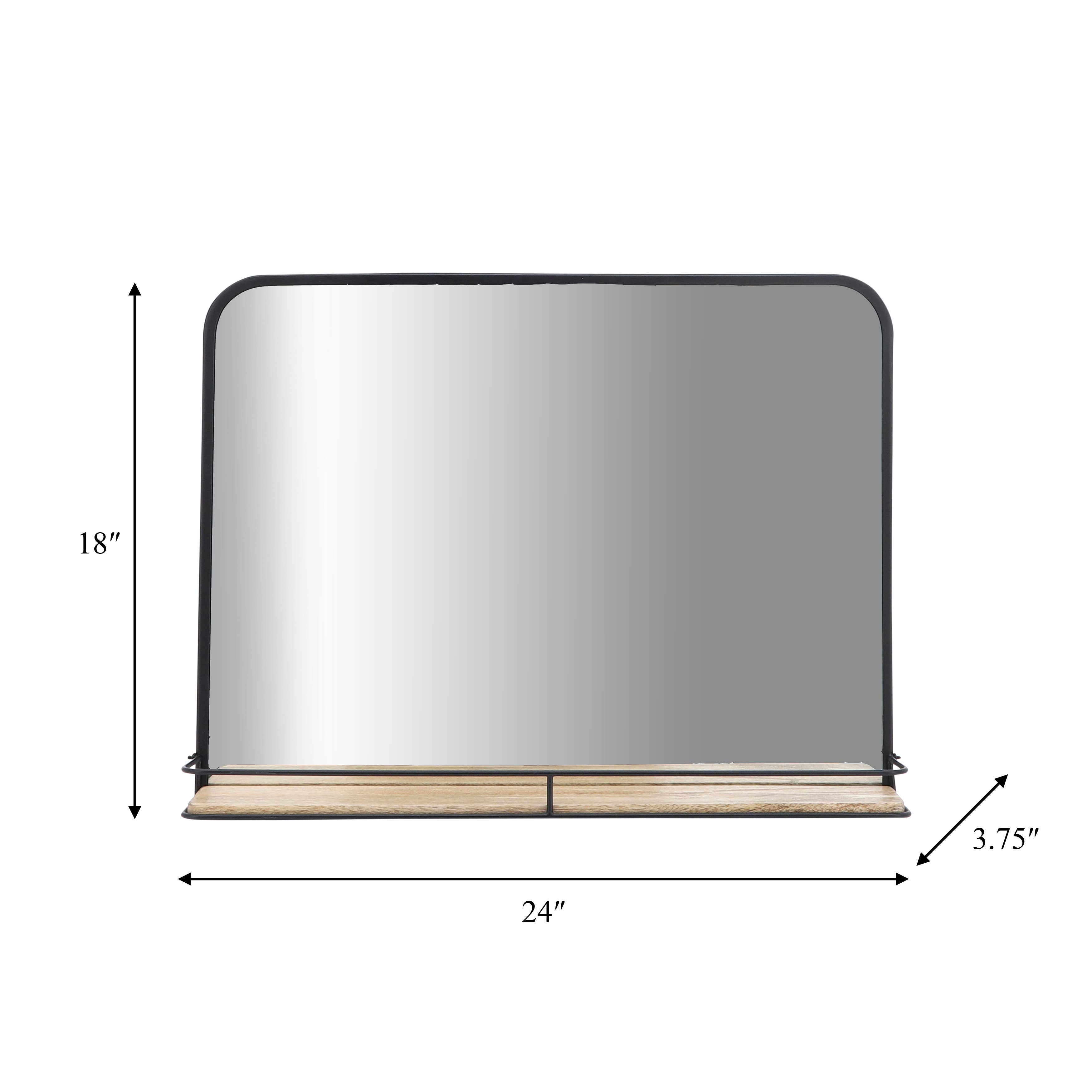 Sagebrook Home - Wholesale Wall Mirror - Metal Wood Wall Mirror with Folding Shelf - Black, 18 in.1