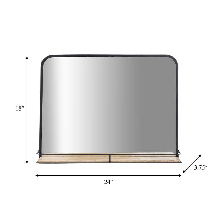 Sagebrook Home - Wholesale Wall Mirror - Metal Wood Wall Mirror with Folding Shelf - Black, 18 in.1