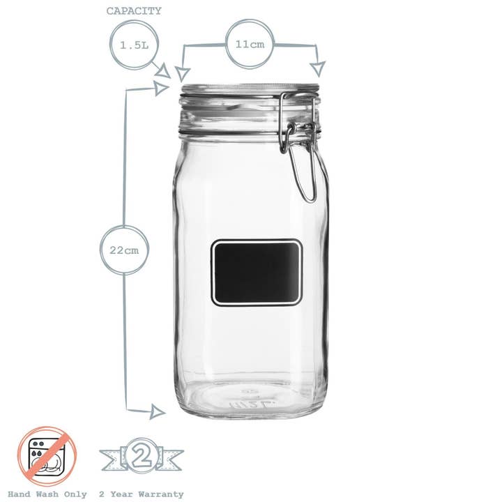 Rinkit Pty Ltd - Wholesale Jar - Bormioli Rocco Lavagna Glass Storage Jar with Chalkboard Label - 1.5L3