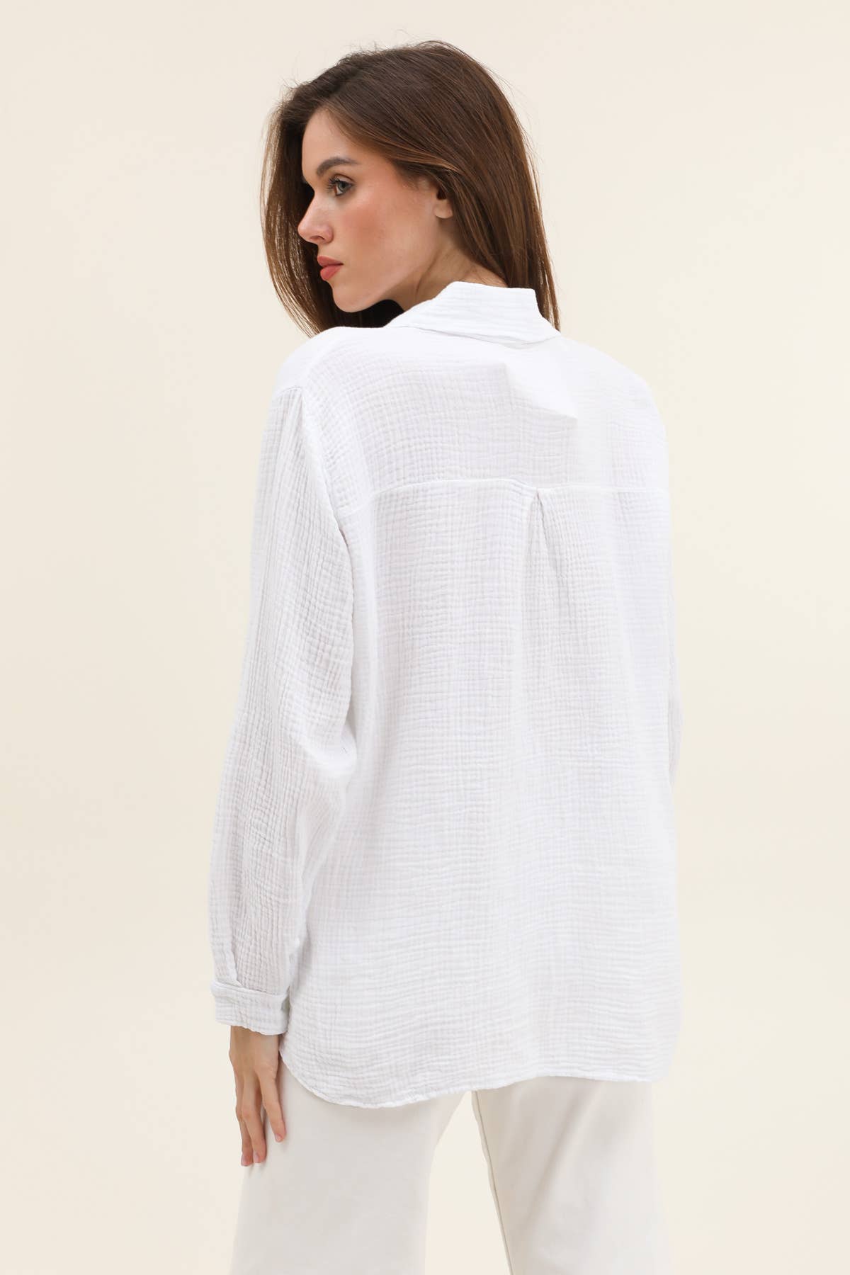 Moonsun - Wholesale Button Down Shirt - Women's - Cotton gauze shirt #303618