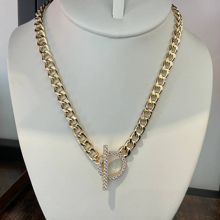 My Best Kept Jewelry - Wholesale Link & Chain Necklace - Crystal Signature Toggle Statement Necklace -2 options