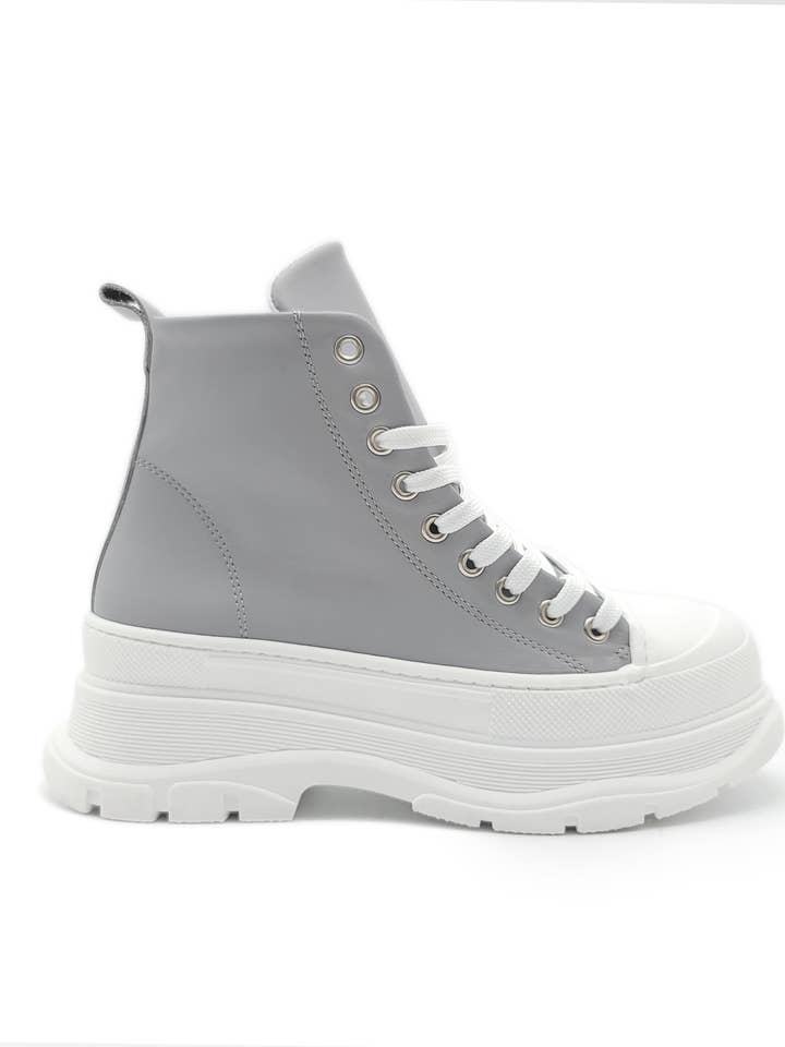 Summer Sneakers Grey Leather for wholesale by Eccellenza Donna