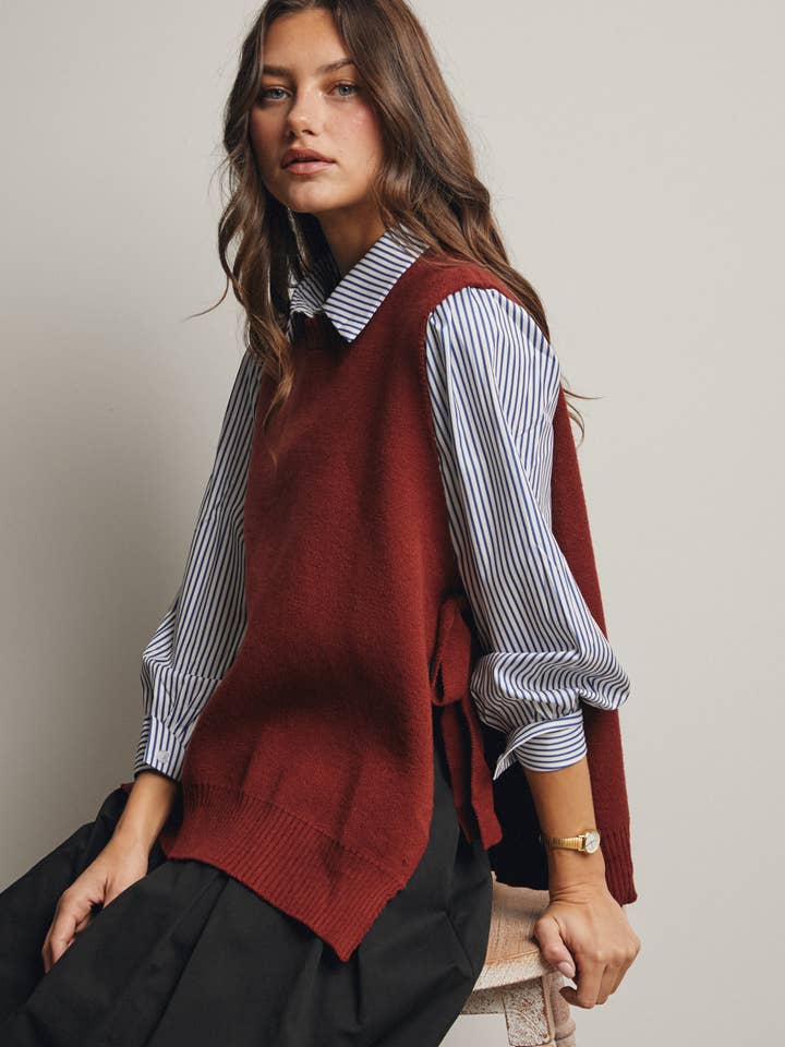 Side Tie Knit Vest FSW0032 for wholesale by Forte