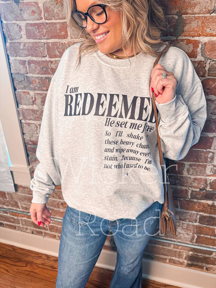 Redeemed Sweatshirt for wholesale by Wicker Road Boutique
