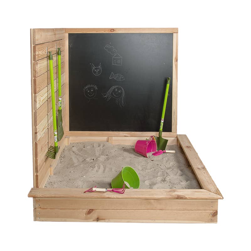 Esschert Design USA - Vente Jouet en bois – enfant - Bac à sable pour enfants avec tableau à craie2