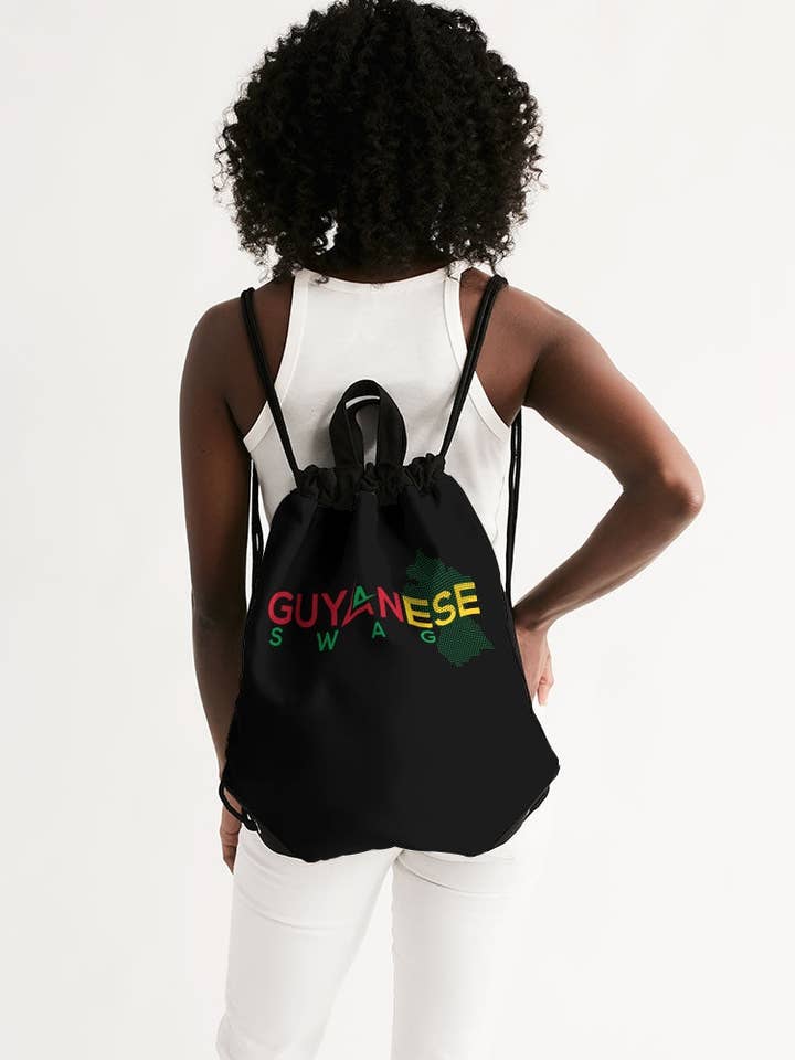 Guyanese Swag Guyana Map Canvas Drawstring Bag for wholesale by Guyanese Swag