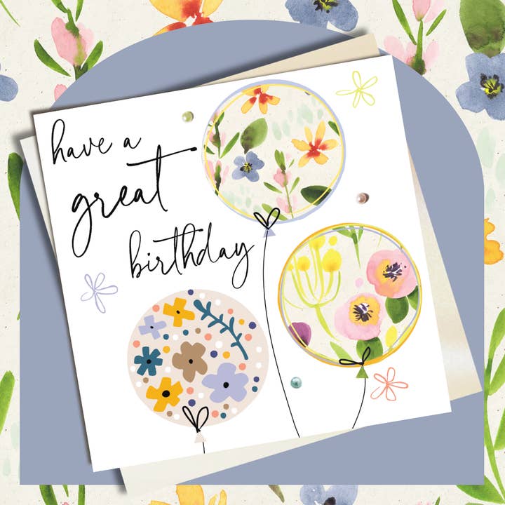 have a great birthday - balloons Greeting Card for wholesale by Katie Phythian Design