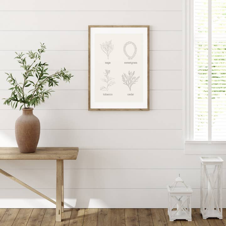 Lámina artística Neutral Sacred Medicine de Anishinaabe Cree para venta al por mayor de Eagle Woman Prints