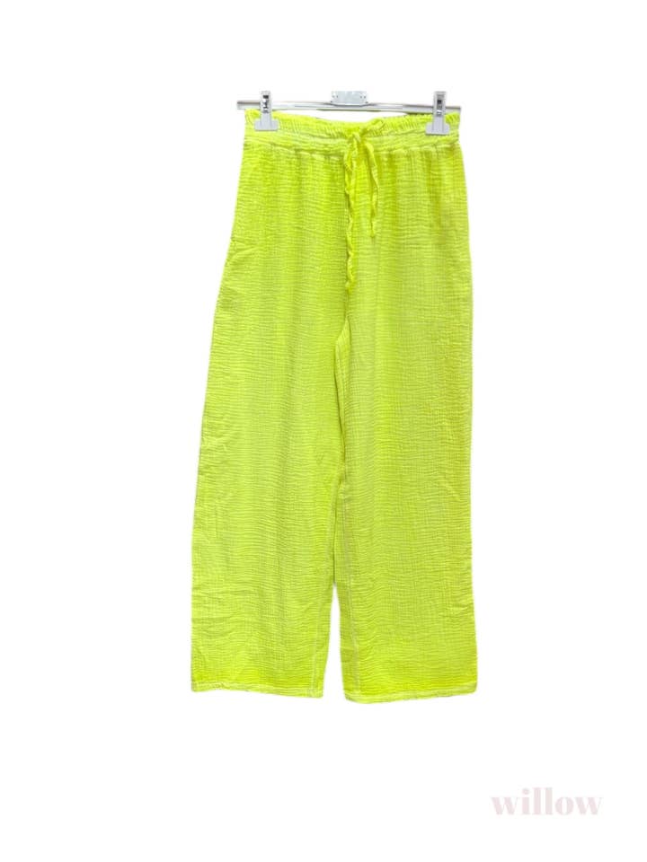 Moonsun - Venta al por mayor Pantalones - Mujer - Pantalones de gasa de algodón neón desgastado #4187