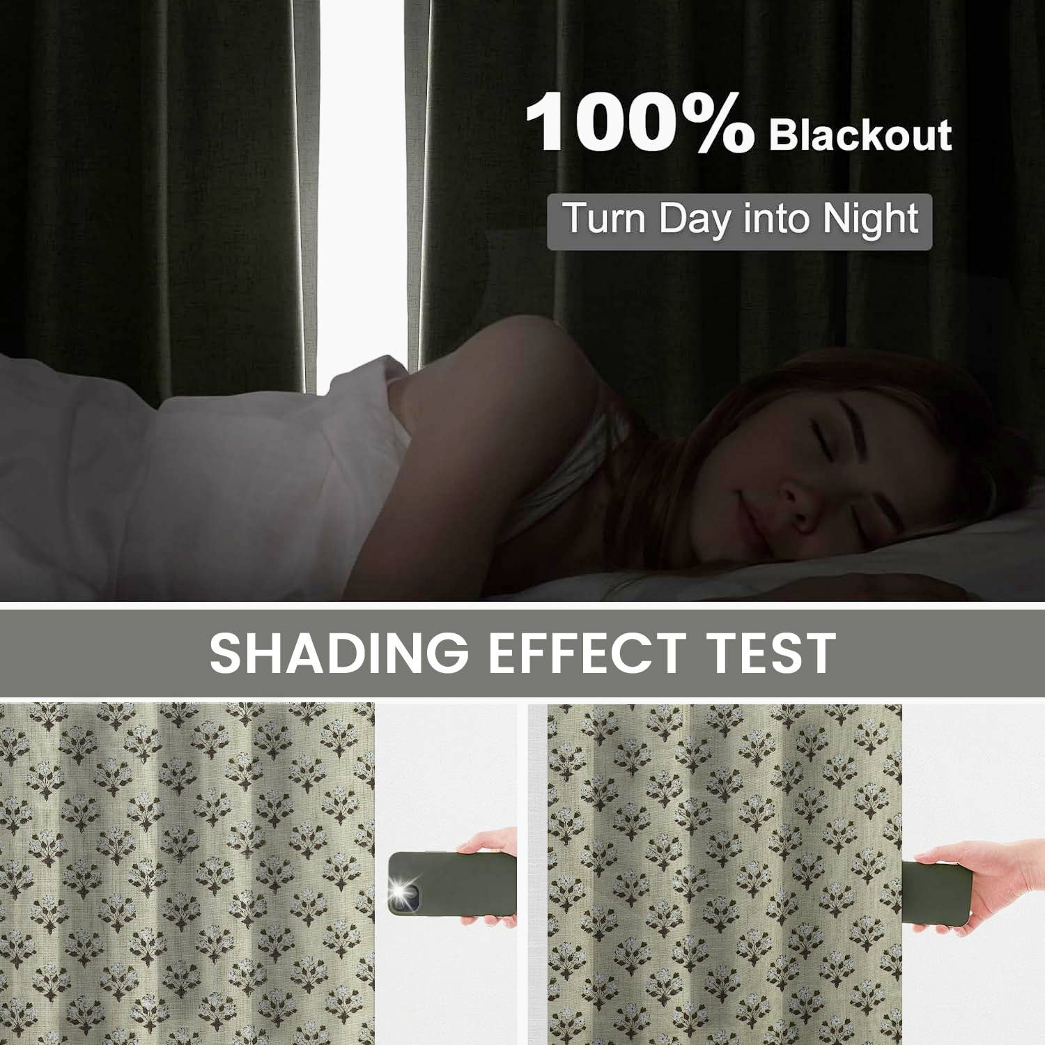 Fabdivine - Wholesale Curtain - Natural Block Print Pure Linen Pleated Curtain-Diwali Flower3