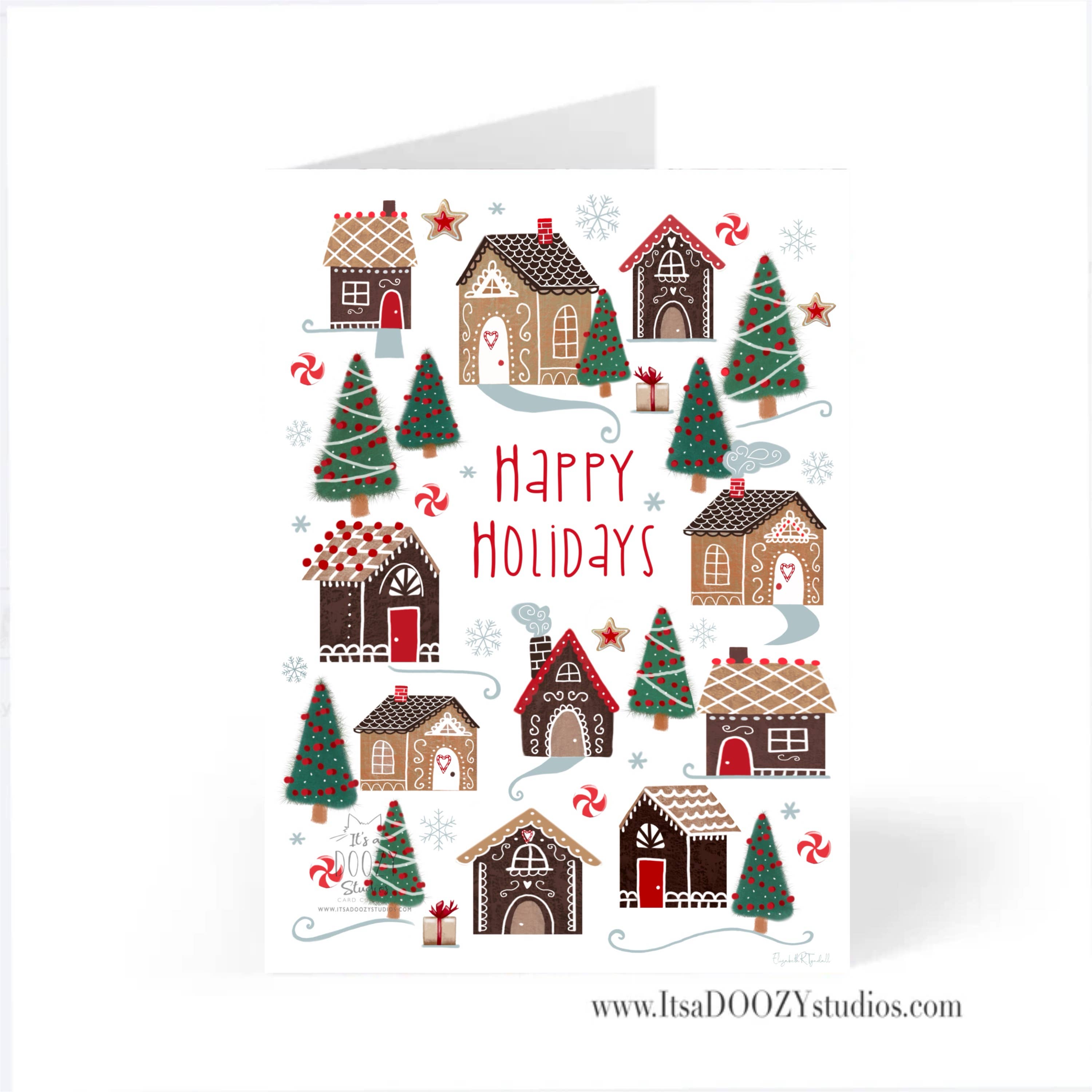 It’s a Doozy Studios - Wholesale Christmas Card - Happy Holidays Gingerbread House-Card with Envelope 1