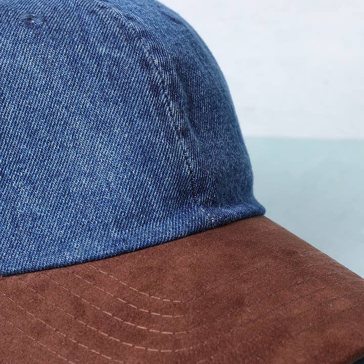 Fashion City – Engroshandel Baseballkasket - Dame – Brun ruskind visir denim baseball cap hat6