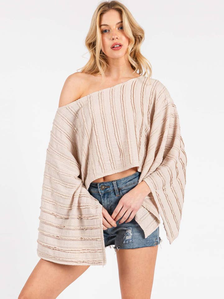 Kimono Long Sleeve Crop Top - NT31339B for wholesale by Final Touch