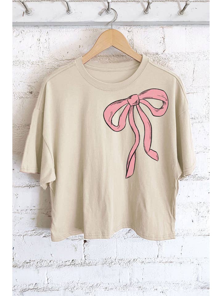 Rustee Clothing - Wholesale Screen Printed T-Shirt - Women's - COUQUETTE PINK RIBBON GRAPHIC LONG CROP TOP7