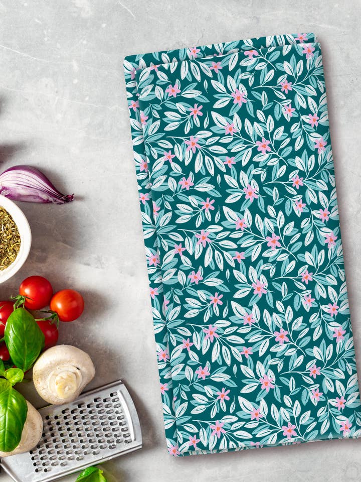 Tea Towel - Beneath the Hawthorn - 19 x 27" for wholesale by Roxy Lane Design