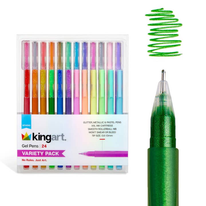 Gelpennen 24 Glitter-, Metallic- & Pastelkleuren voor wholesale door KINGART