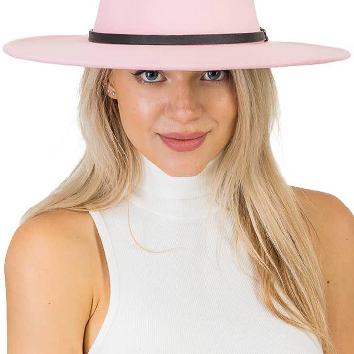 Cap Zone - Wholesale Fedora - Women's - Red Bottom Black Belt Rancher Hat Wide Brim34