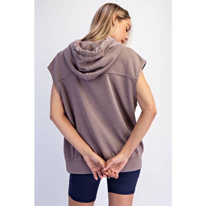 Rae Mode - Wholesale Hoodie - Women's - MINERAL WASHED TERRY SLEEVELESS HOODIE SWEATSHIRT11