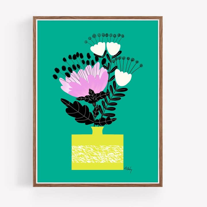 Think About You - floral illustration print for wholesale by Annie Bailey Art