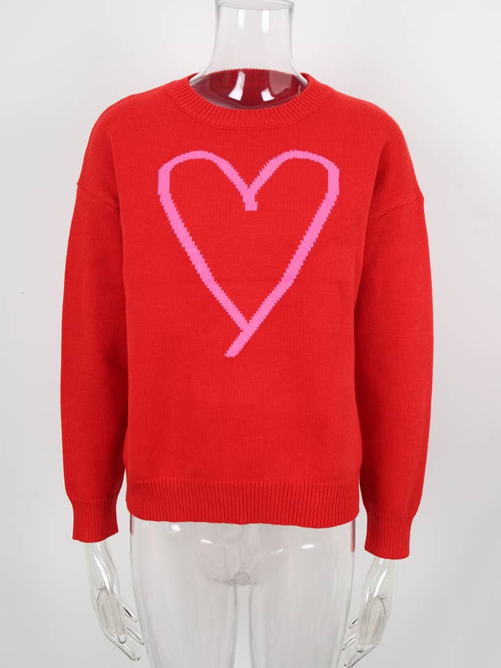 Hope & Sunshine - Wholesale Knit Sweater - Women's - Valentine's Heart Pullover Sweater37