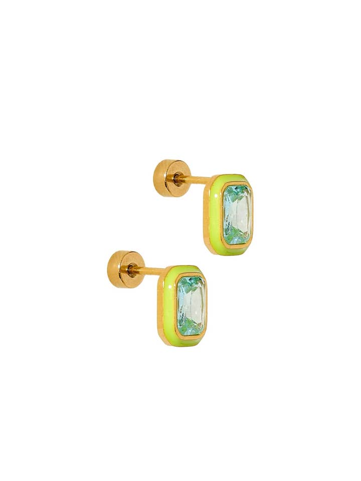 Screwback Stud Earrings - Whitney Lime Zest for wholesale by LINNY CO