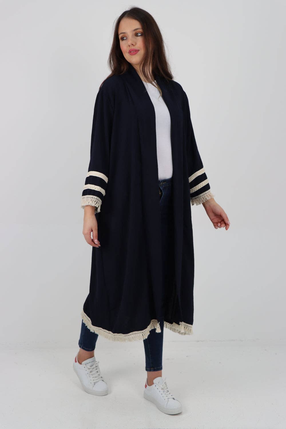 Miss Bold - Vente Cardigan – femme - Cardigan long à manches longues avec franges, ouverture devant, Made in Italy22